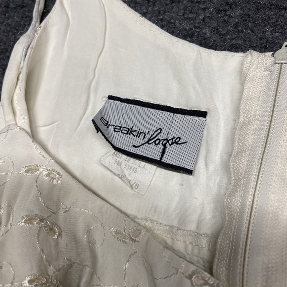 Vintage Breakin' Loose Made in USA Slip Mini Dress Womens 7/8 Off White Ivory - Picture 5 of 14